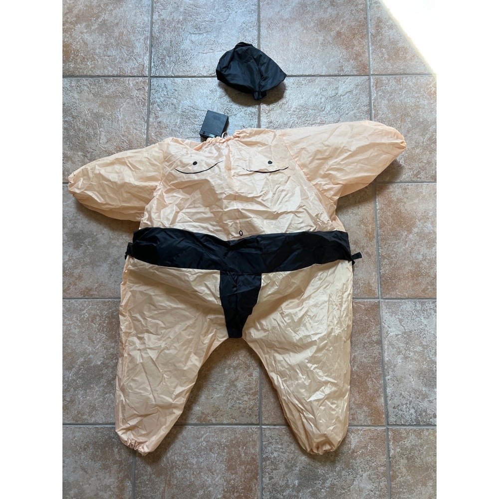 Spirit Halloween Sumo Inflatable Costume Kids Tan Black Blow Up Suit One Size - Picture 2 of 7